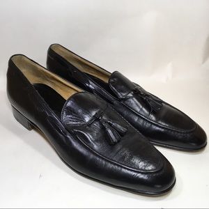 Vtg Mens GUCCI Black Leather Loafers Tassel sz 9.5